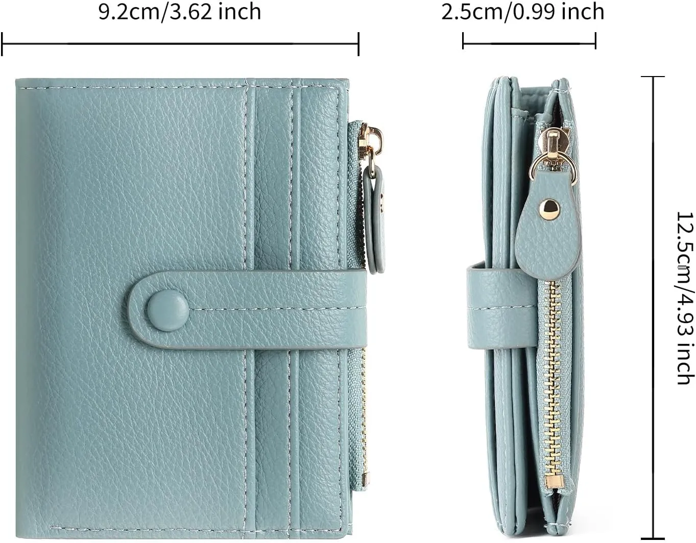 Small Womens Wallet Leather RFID Blocking Bifold Card Holder Zipper Coin Pocket Ladies Purse with ID Window