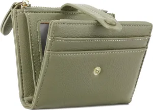 Small Womens Wallet Leather RFID Blocking Bifold Card Holder Zipper Coin Pocket Ladies Purse with ID Window