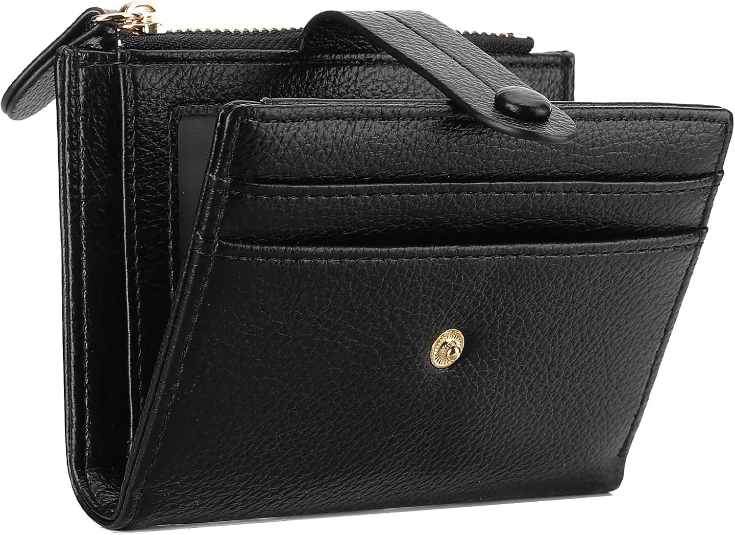 Small Womens Wallet Leather RFID Blocking Bifold Card Holder Zipper Coin Pocket Ladies Purse with ID Window
