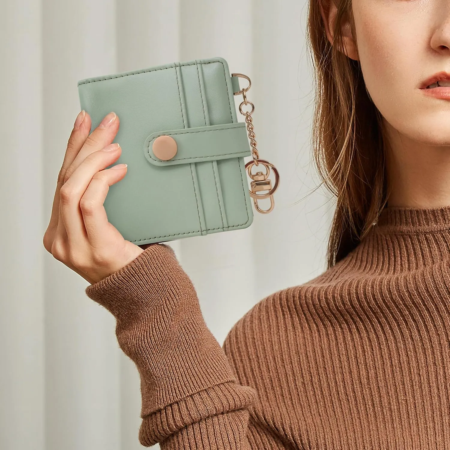 Small Womens Wallet, RFID Blocking Credit Card Holder Slim Bifold Purse with Zipper Coin Pocket, Keychain, ID Window