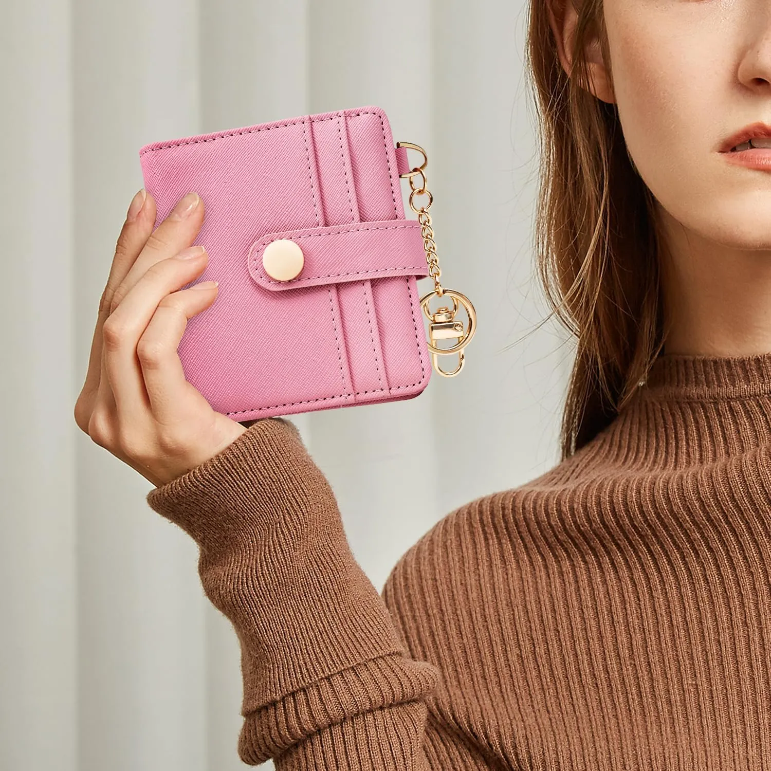 Small Womens Wallet, RFID Blocking Credit Card Holder Slim Bifold Purse with Zipper Coin Pocket, Keychain, ID Window