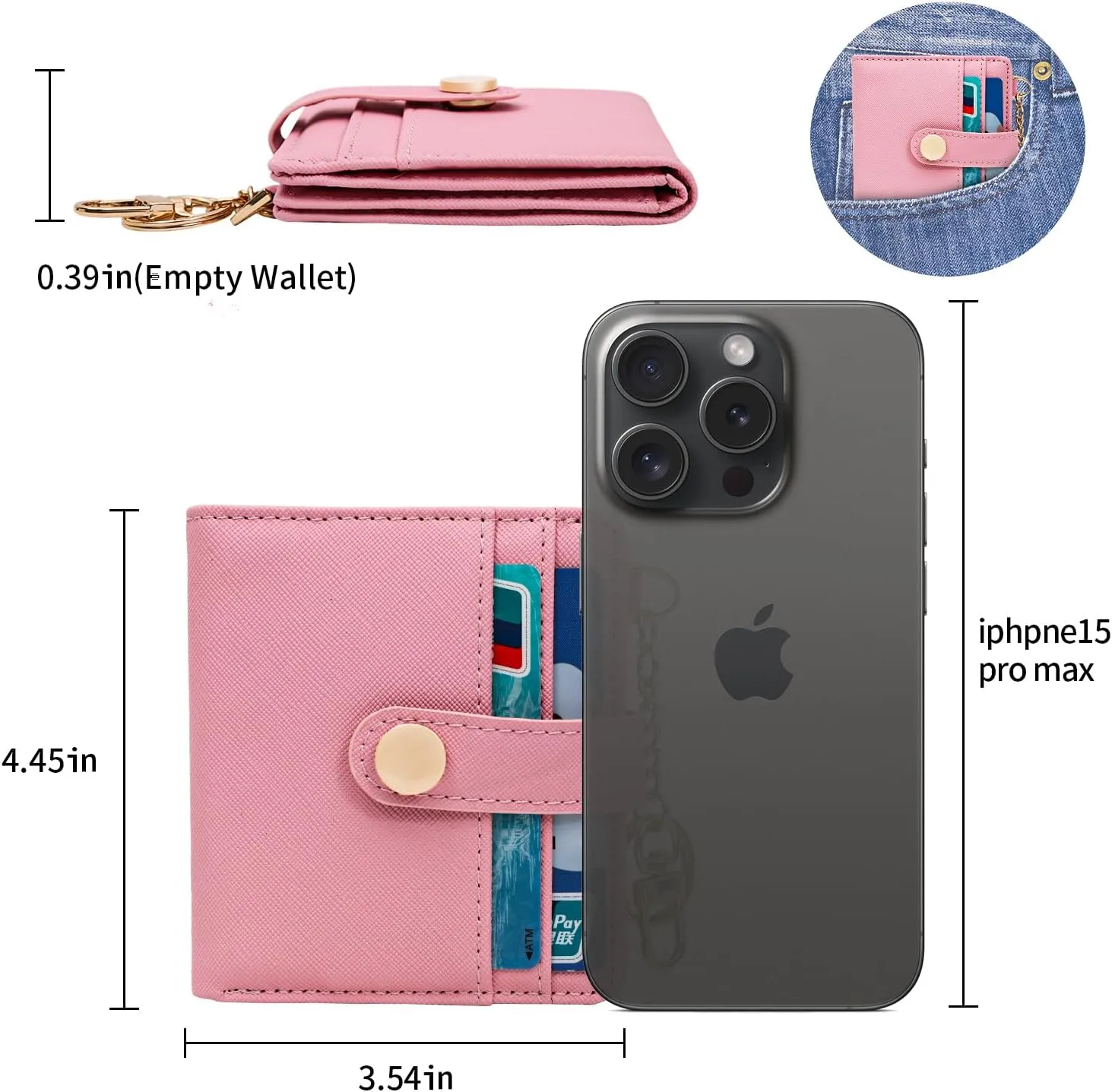 Small Womens Wallet, RFID Blocking Credit Card Holder Slim Bifold Purse with Zipper Coin Pocket, Keychain, ID Window