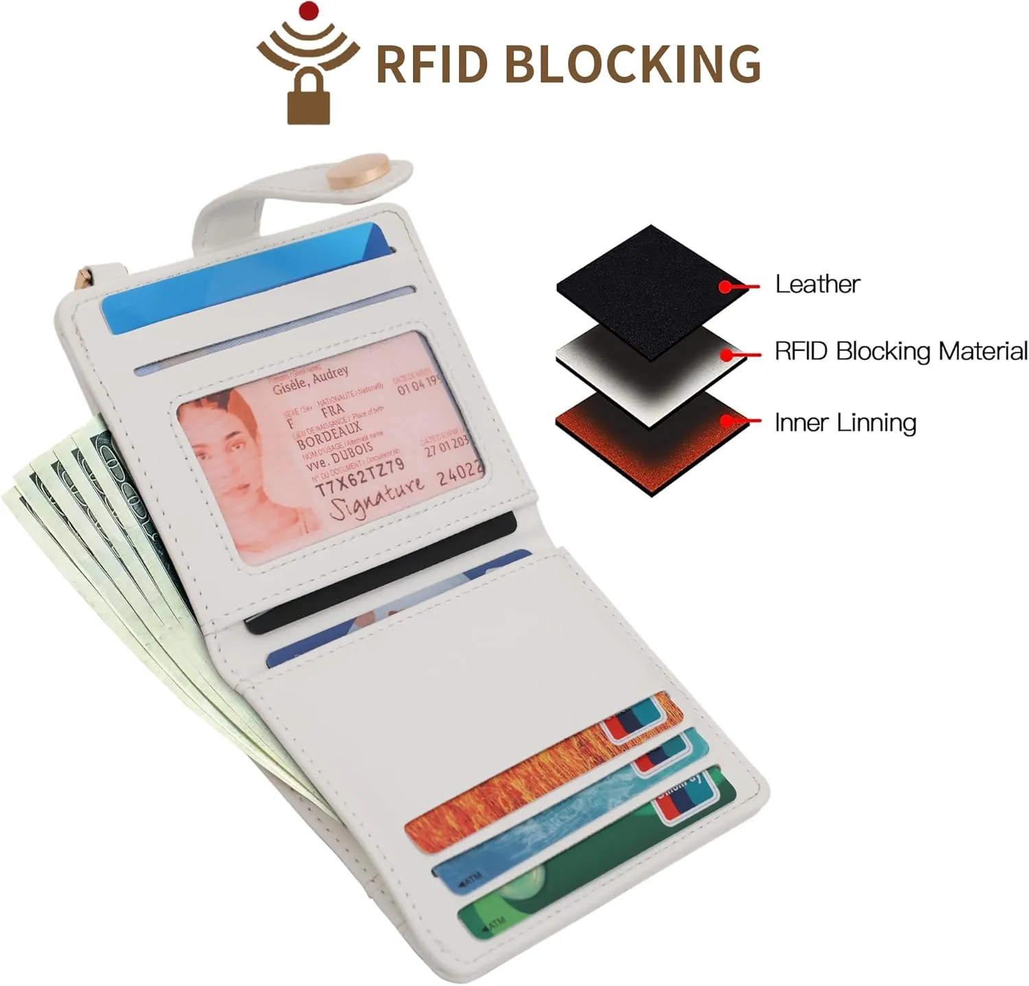 Small Womens Wallet, RFID Blocking Credit Card Holder Slim Bifold Purse with Zipper Coin Pocket, Keychain, ID Window