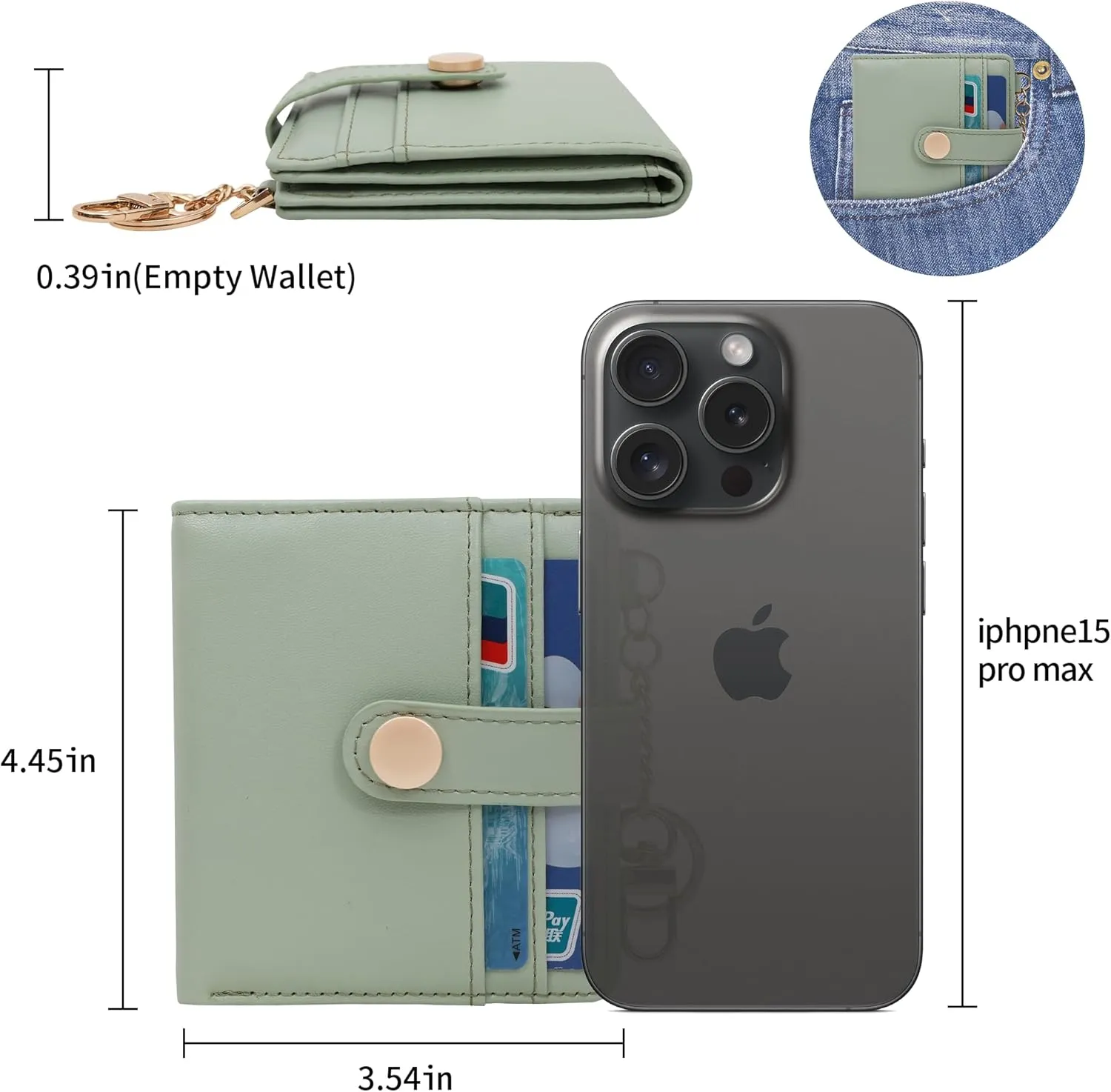 Small Womens Wallet, RFID Blocking Credit Card Holder Slim Bifold Purse with Zipper Coin Pocket, Keychain, ID Window