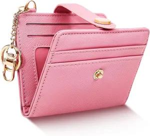 Small Womens Wallet, RFID Blocking Credit Card Holder Slim Bifold Purse with Zipper Coin Pocket, Keychain, ID Window