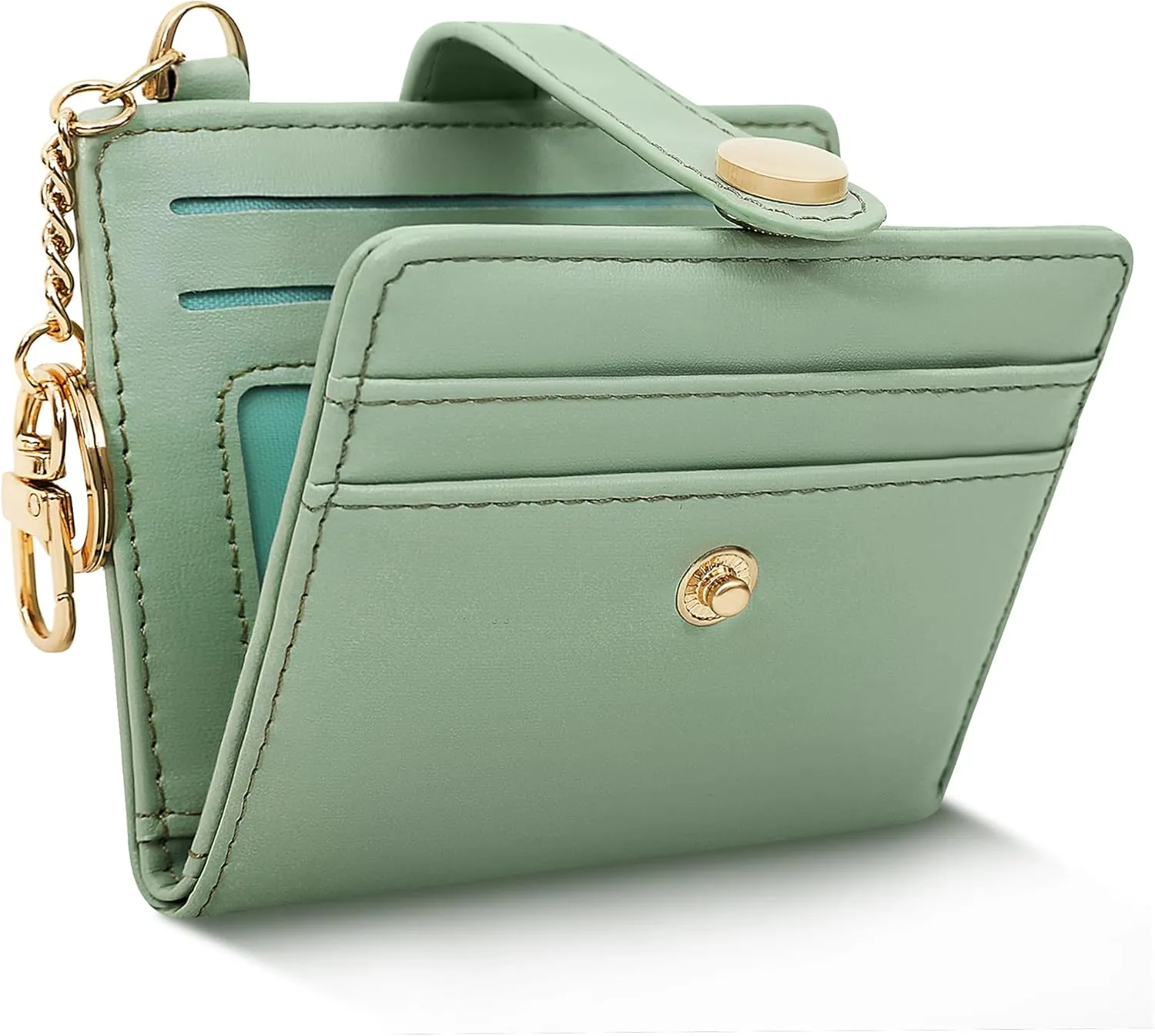 Small Womens Wallet, RFID Blocking Credit Card Holder Slim Bifold Purse with Zipper Coin Pocket, Keychain, ID Window
