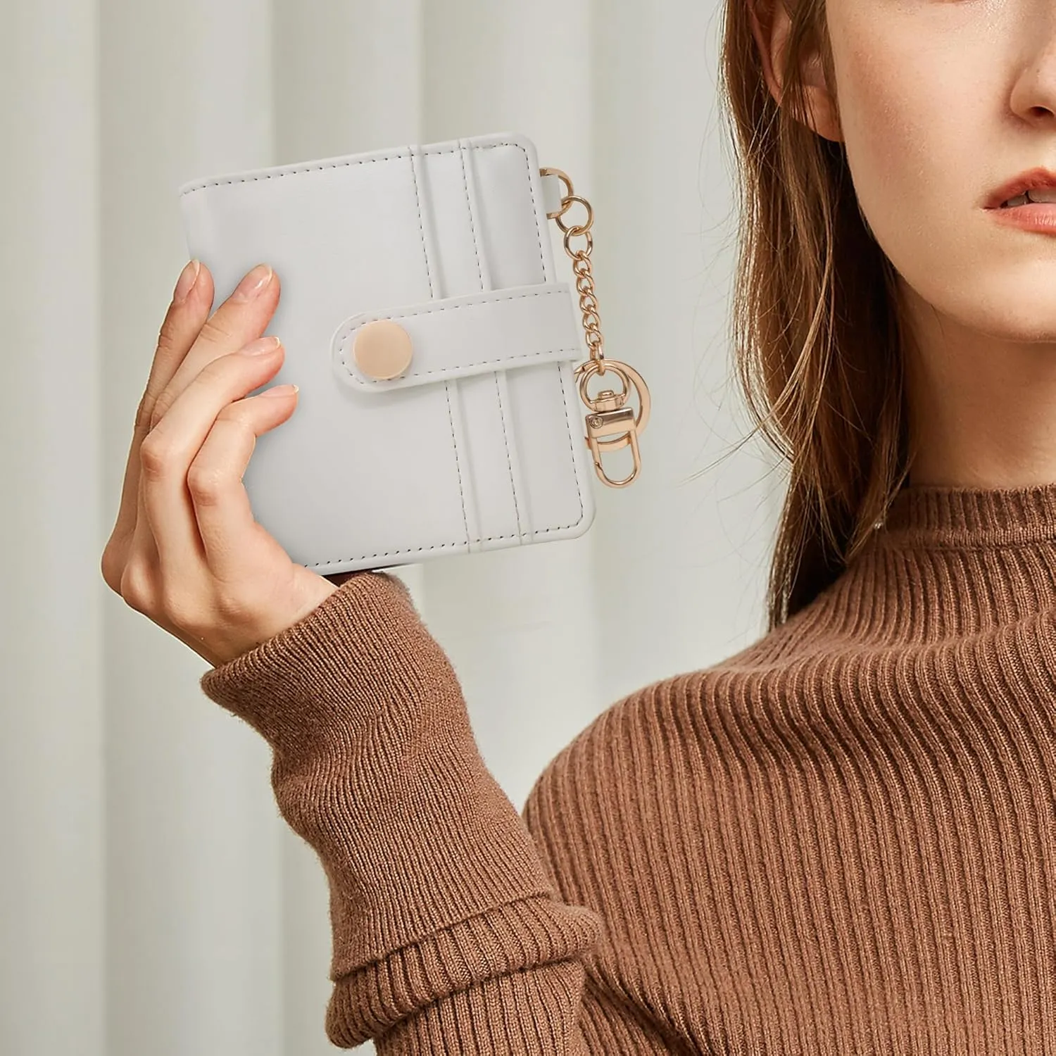 Small Womens Wallet, RFID Blocking Credit Card Holder Slim Bifold Purse with Zipper Coin Pocket, Keychain, ID Window