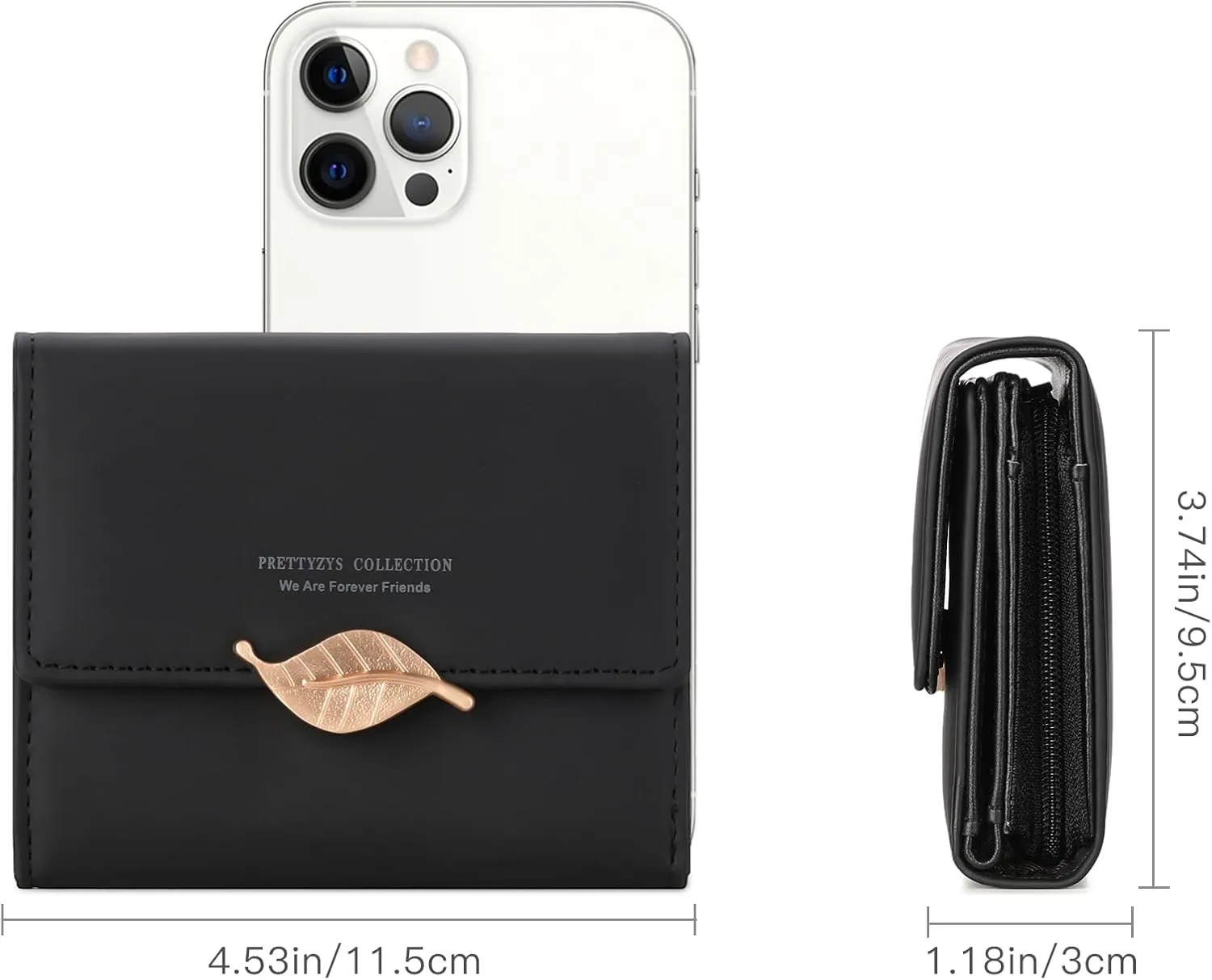 Small Womens Wallet Trifold Leather Card Holder RFID Blocking Zipper Pocket Ladies Purse with ID Window