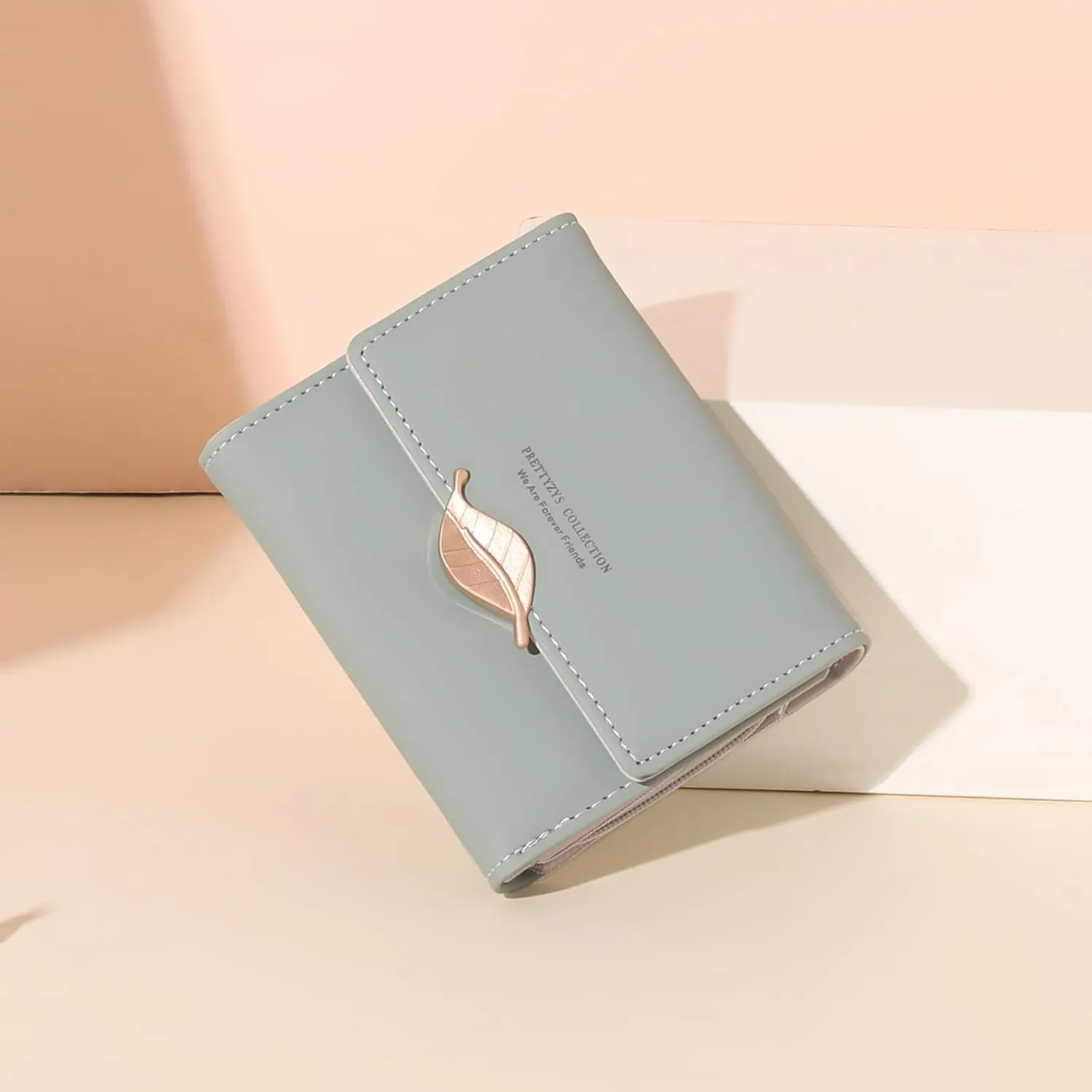 Small Womens Wallet Trifold Leather Card Holder RFID Blocking Zipper Pocket Ladies Purse with ID Window