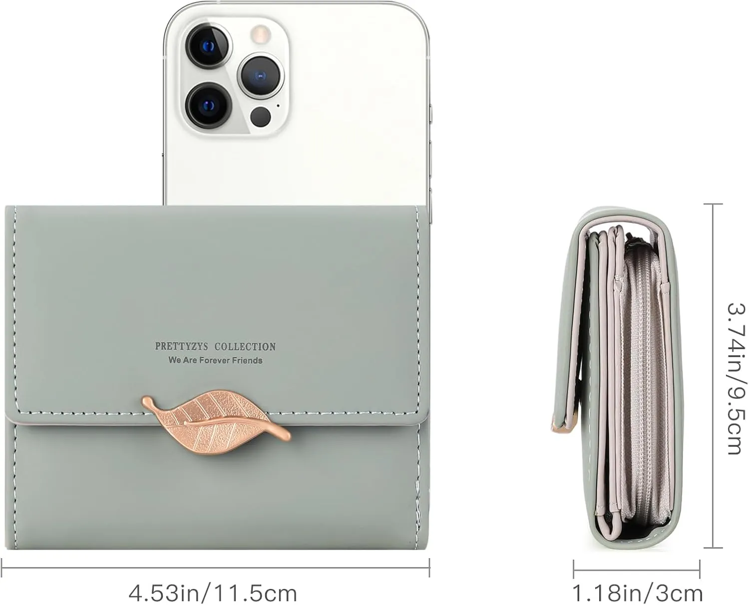 Small Womens Wallet Trifold Leather Card Holder RFID Blocking Zipper Pocket Ladies Purse with ID Window