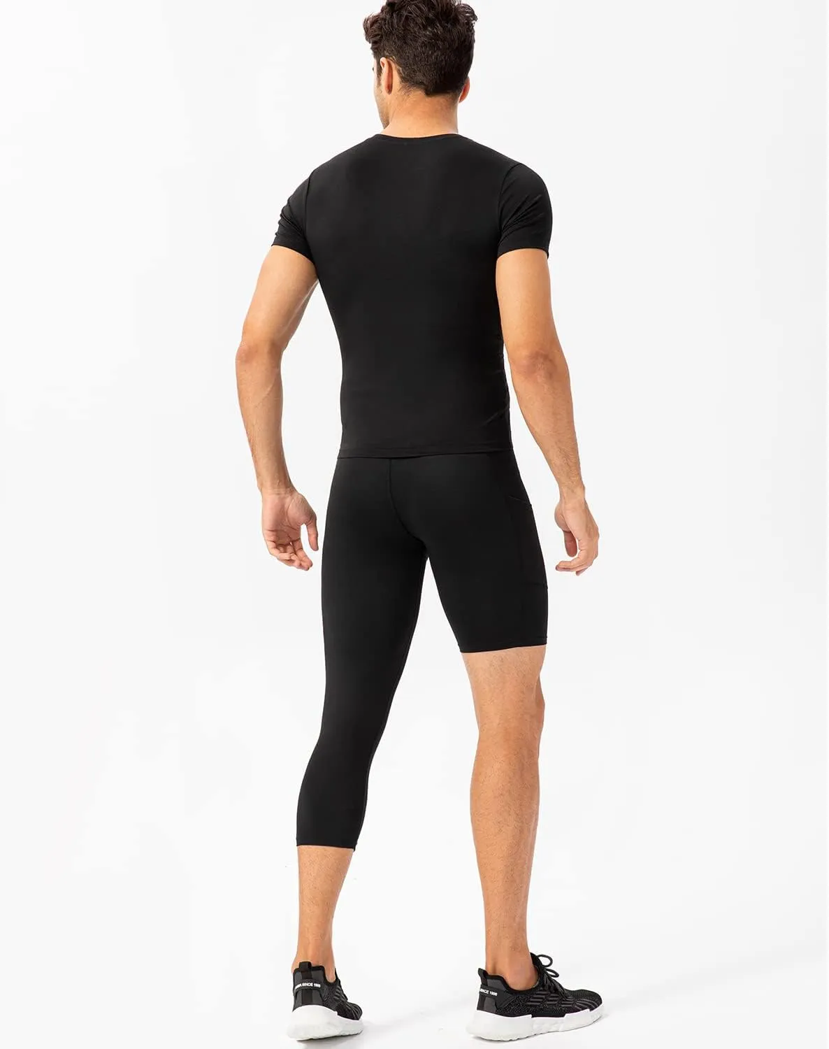 SPVISE 1 or 3 Pack 3/4 Compression Pants Men Athletic Gym Capri Leggings Running Tights Dry Fit Basketball Sports Base Layer