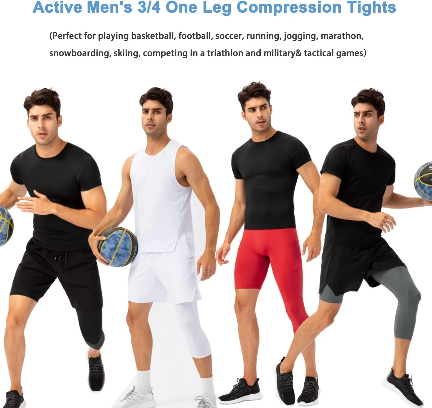 SPVISE 1 or 3 Pack 3/4 Compression Pants Men Athletic Gym Capri Leggings Running Tights Dry Fit Basketball Sports Base Layer