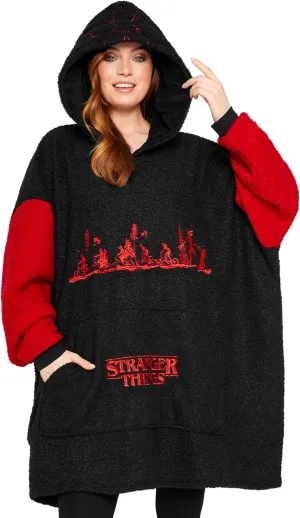 Stranger Things Blanket Hoodie for Adults and Teenagers - Cosy Oversized Fleece Hoodie One Size Sherpa Hood - Gifts for Her