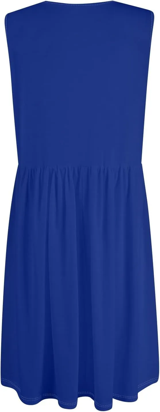 Summer Dresses for Women Loose Sundresses printedCasual Tshirt Tank Dresses Beach Sleeveless Mini Dress with Pockets