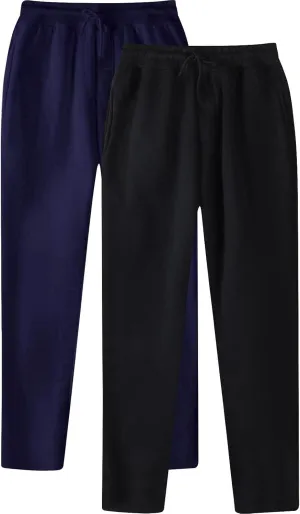 SUWBMHWE 2 Pack Men's Heavyweight Fleece Sweatpants Baggy Elastic Waist Drawstring Sweatpants with Pockets Joggers Trousers