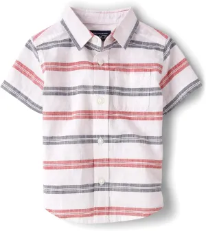 The Children's Place Baby Boys' and Toddler Poplin Short Sleeve Button Down Shirt