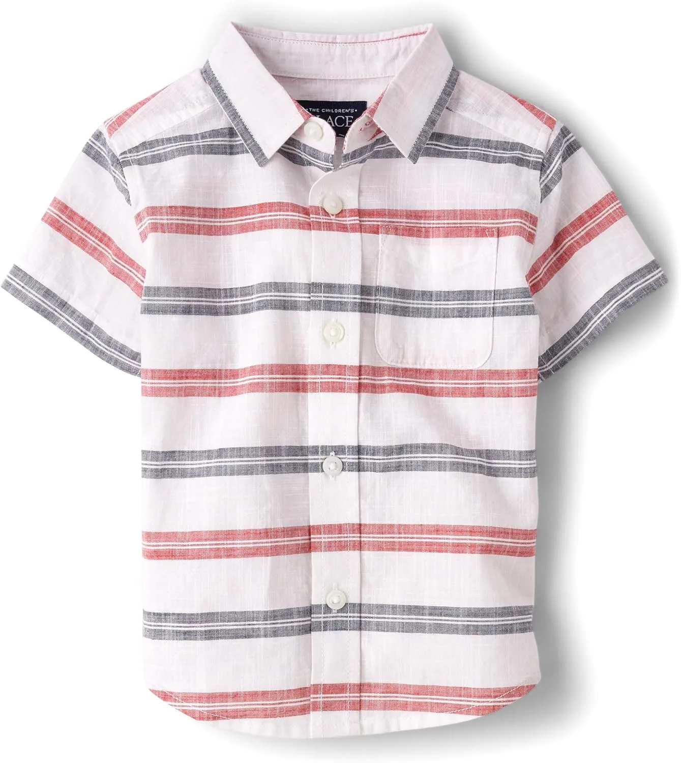The Children's Place Baby Boys' and Toddler Poplin Short Sleeve Button Down Shirt