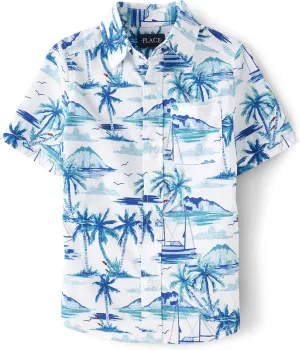 The Children's Place Boys' and Toddler Boys' Short Sleeve Button Down Shirt