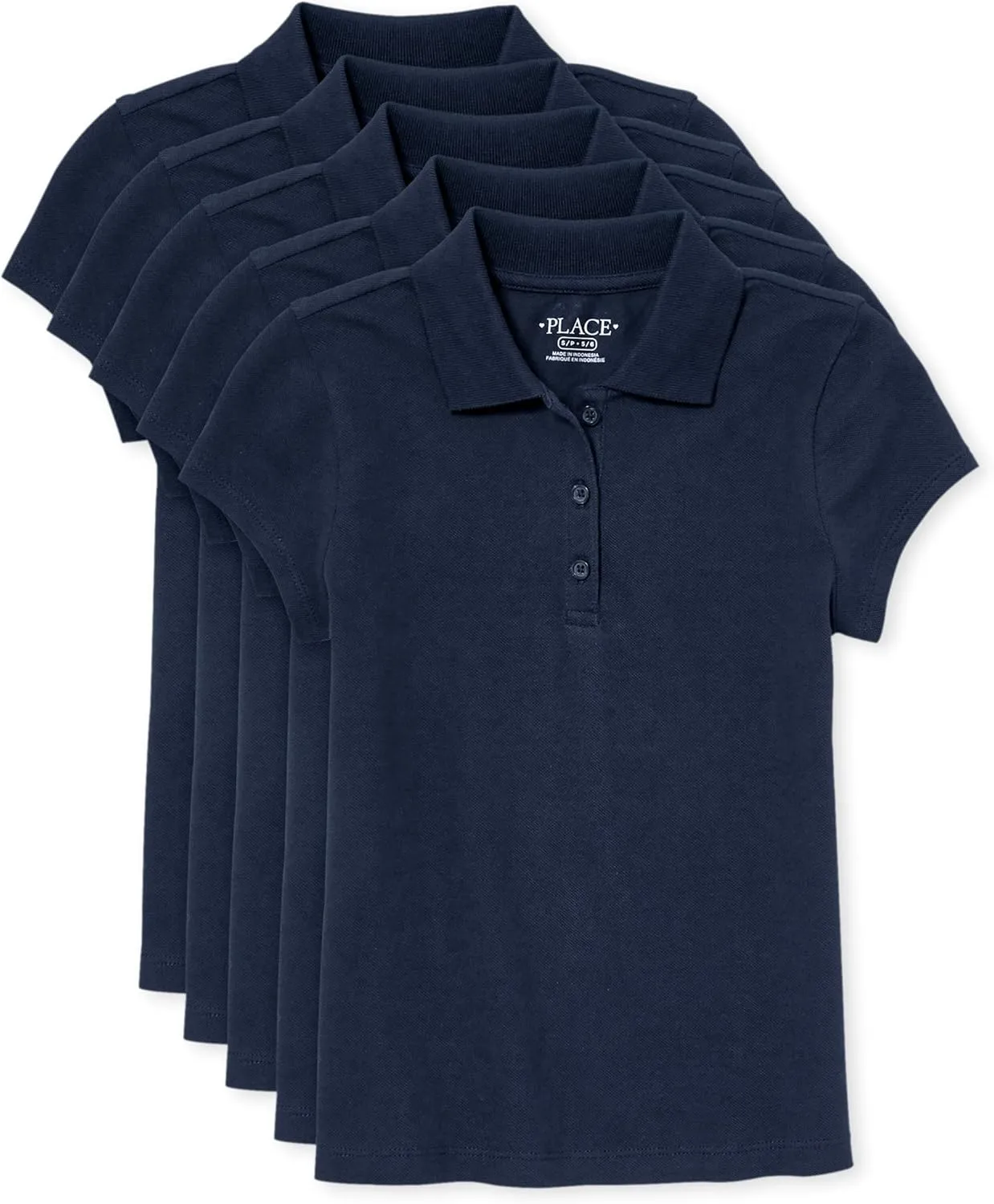 The Children's Place Girls' 5 Pack Short Sleeve Ruffle Pique Polo, Tidal, X-Large(Plus)