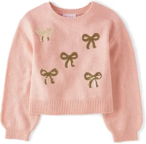 The Children's Place Girls' Long Sleeve Crew Neck Pullover Sequin Sweater