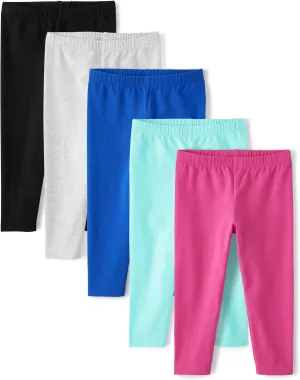 The Children's Place,Girls,Assorted Everyday Capri Leggings,Solid Multicolor 5-Pack,Large