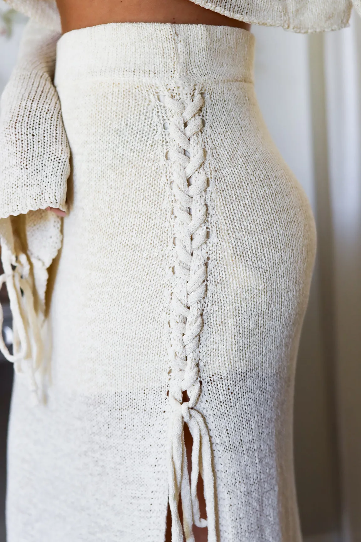 The Gia Knit Top &  Midi Set - Lt. Cream