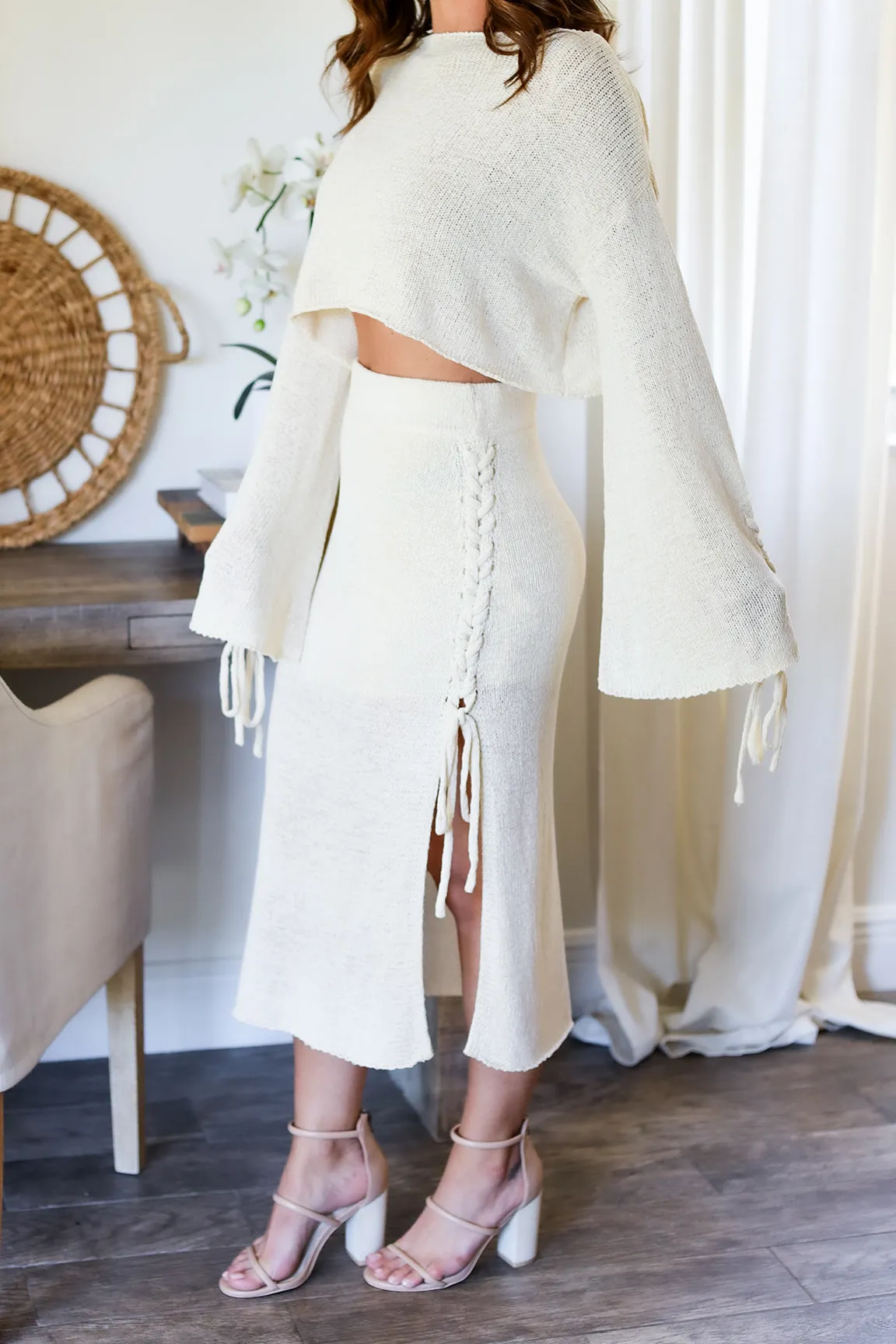 The Gia Knit Top &  Midi Set - Lt. Cream