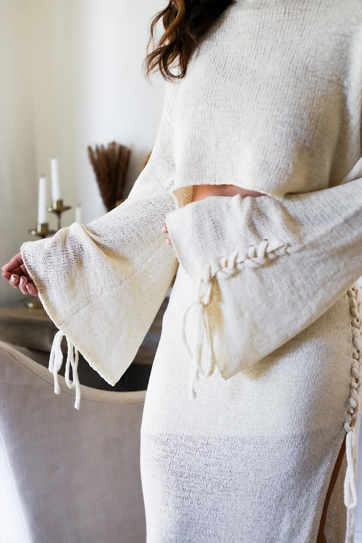 The Gia Knit Top &  Midi Set - Lt. Cream