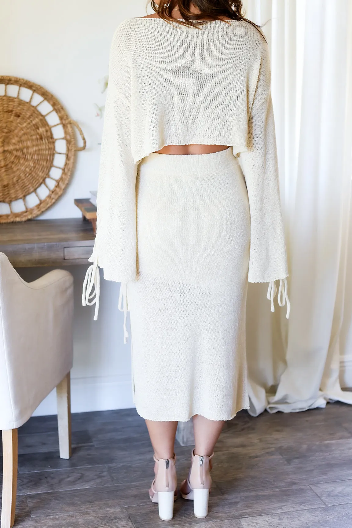 The Gia Knit Top &  Midi Set - Lt. Cream