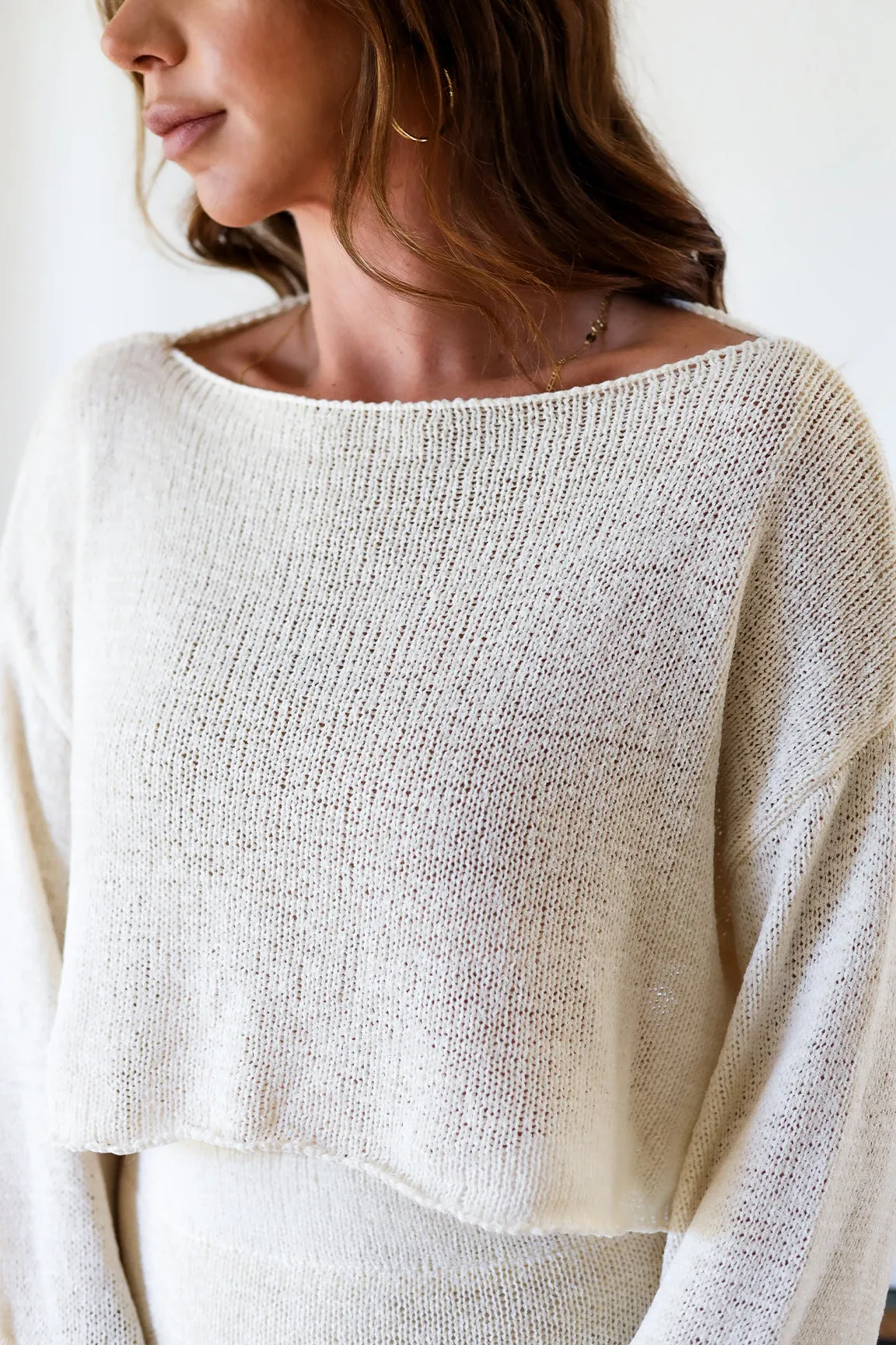 The Gia Knit Top &  Midi Set - Lt. Cream