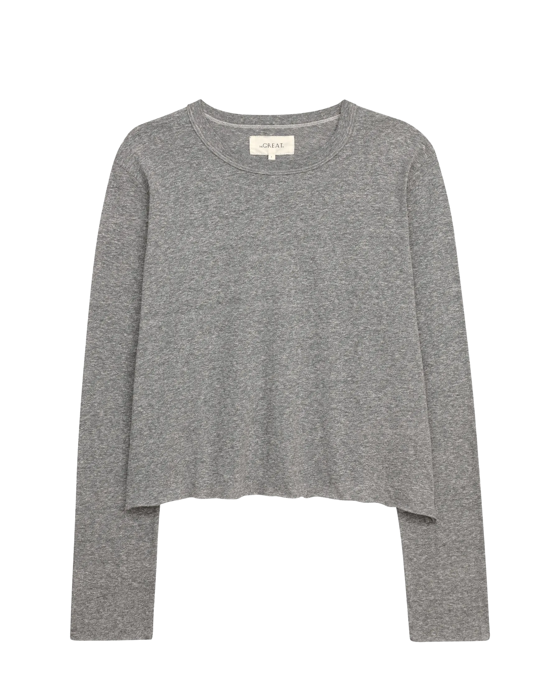 The Long Sleeve Crop Tee. -- Heather Grey