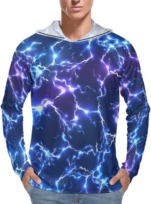 Thunder and Lightning Men's Quick Dry Long Sleeve Shirts UV Sun Protection Moisture Wicking T-Shirt