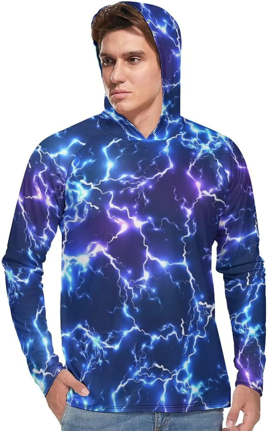 Thunder and Lightning Men's Quick Dry Long Sleeve Shirts UV Sun Protection Moisture Wicking T-Shirt
