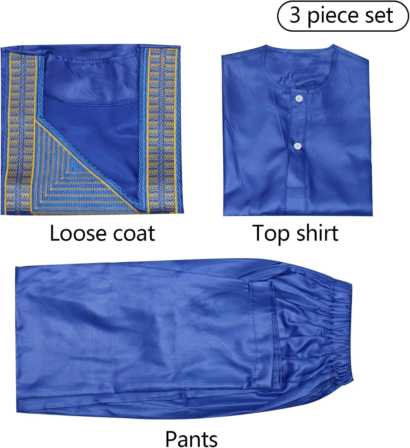 TIDOIRSA Dashiki for Men,Embroidery African Mens Clothing Dashiki Shirts and Pants Outfits 3 Pieces Set