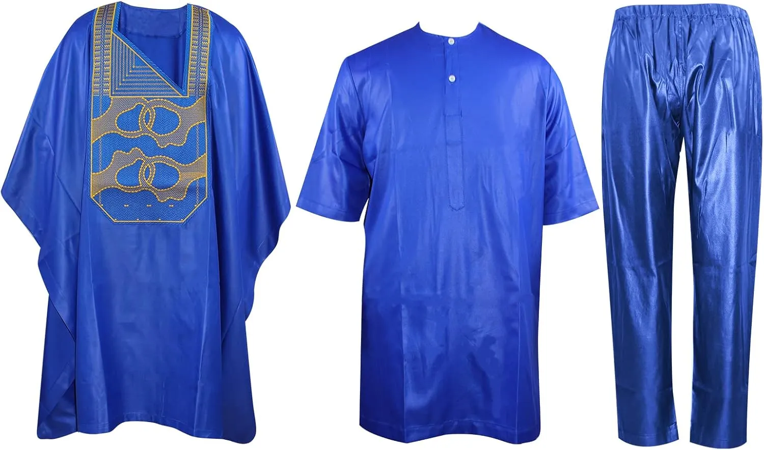 TIDOIRSA Dashiki for Men,Embroidery African Mens Clothing Dashiki Shirts and Pants Outfits 3 Pieces Set