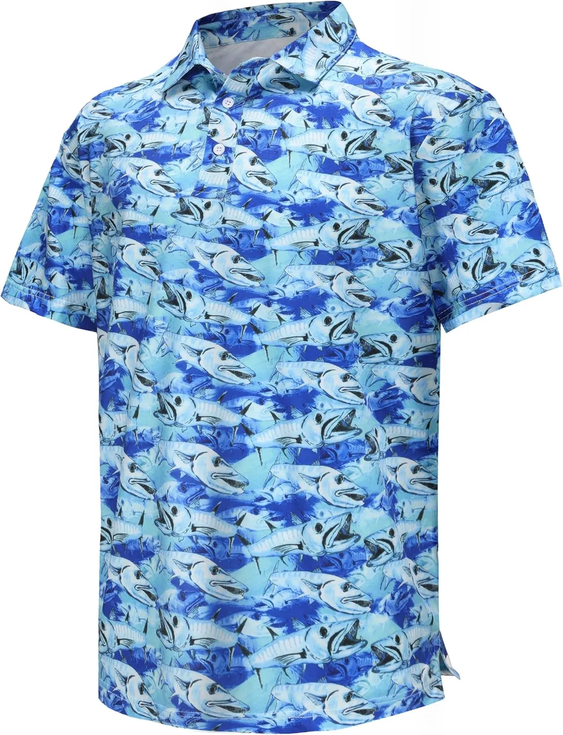 TIHEEN Mens Performance Moisture Wicking Golf Polo Shirt,Mens Business Casual Printed Short Sleeve Polo Shirts