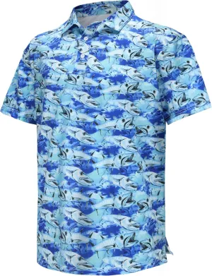 TIHEEN Mens Performance Moisture Wicking Golf Polo Shirt,Mens Business Casual Printed Short Sleeve Polo Shirts