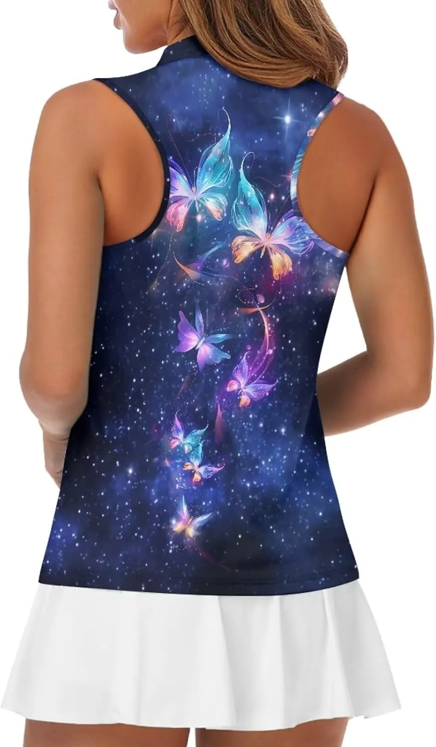 TOADDITDO Women's Sleeveless Golf Shirts Racerback Zip Up Tennis Athletic Collar Tank Tops Size XS-4XL