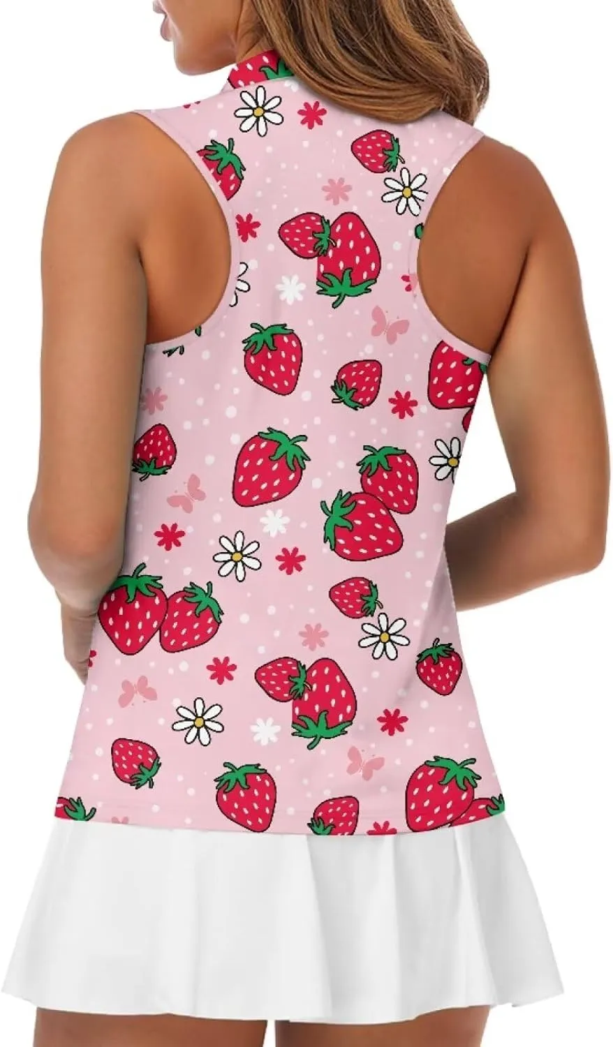 TOADDITDO Women's Sleeveless Golf Shirts Racerback Zip Up Tennis Athletic Collar Tank Tops Size XS-4XL