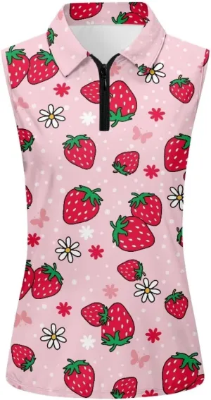 TOADDITDO Women's Sleeveless Golf Shirts Racerback Zip Up Tennis Athletic Collar Tank Tops Size XS-4XL