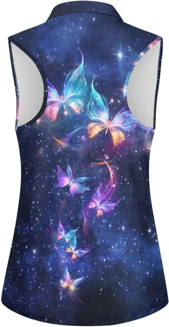 TOADDITDO Women's Sleeveless Golf Shirts Racerback Zip Up Tennis Athletic Collar Tank Tops Size XS-4XL