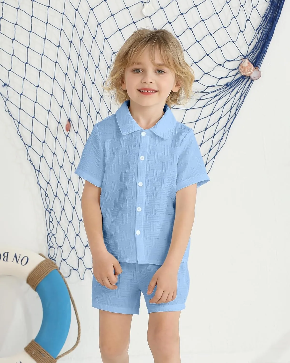 Toddler Boy Clothes Little Kids Summer Outfits Short Sleeve Button Down Shirt Top Shorts Set 2PCS Boy's Clothing