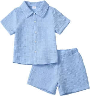 Toddler Boy Clothes Little Kids Summer Outfits Short Sleeve Button Down Shirt Top Shorts Set 2PCS Boy's Clothing
