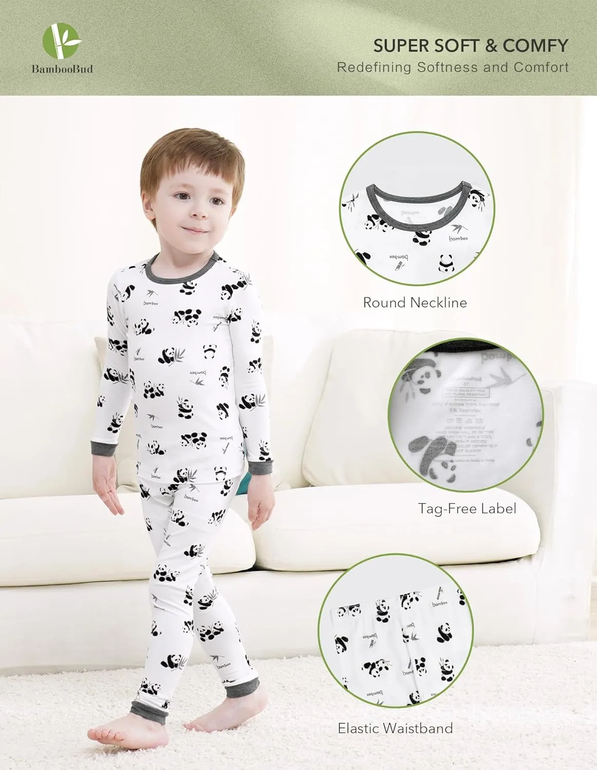 Toddler Boys Girls Pajama Set 2-Piece Kids Sleepwear Pjs Unisex Cute Soft Long Sleeve Pajamas Sets