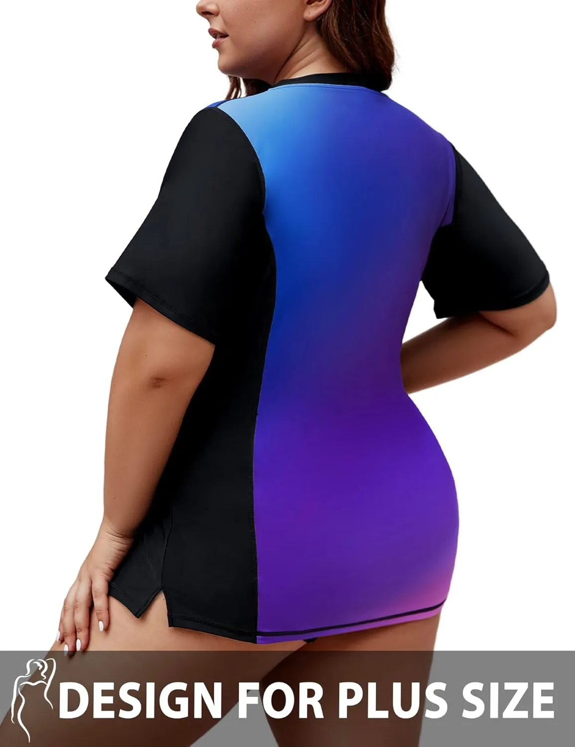 Tournesol Women's Plus Size Rash Guard UV Sun Protection Swim Shirts Short Sleeve Swimwear Swimsuit Tops