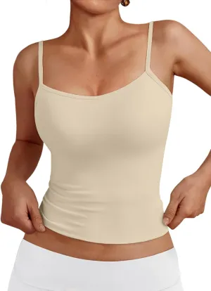 Trendy Queen Womens Adjustable Camisole Sleeveless Square Neck Spaghetti Strap Tank Tops Basic Shirt