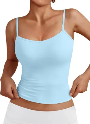 Trendy Queen Womens Adjustable Camisole Sleeveless Square Neck Spaghetti Strap Tank Tops Basic Shirt