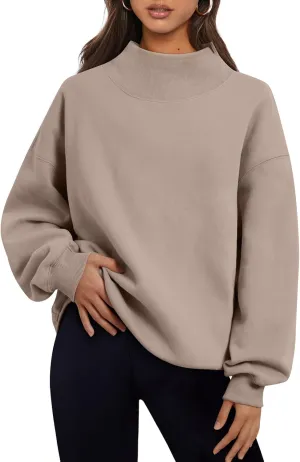 Trendy Queen Womens Oversized Sweatshirts Turtleneck Pullover Long Sleeve Hoodies Tops Fall Fashion Outfits 2025 Clothes