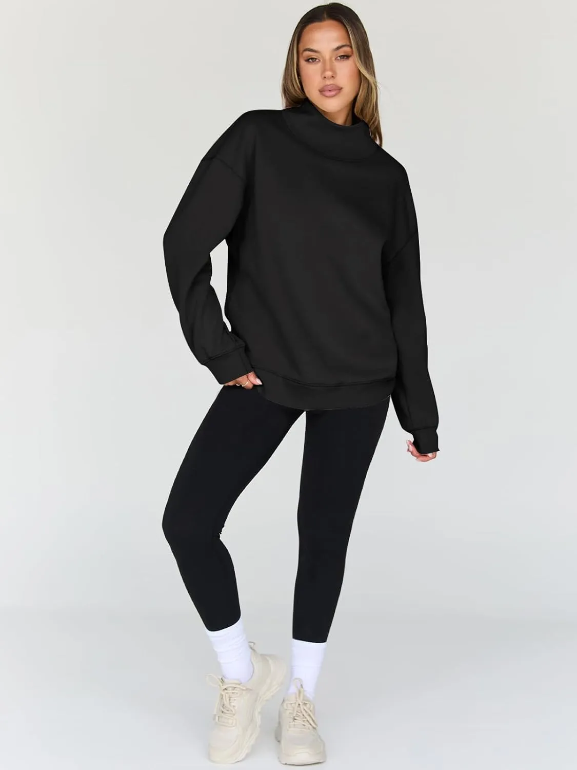 Trendy Queen Womens Oversized Sweatshirts Turtleneck Pullover Long Sleeve Hoodies Tops Fall Fashion Outfits 2025 Clothes