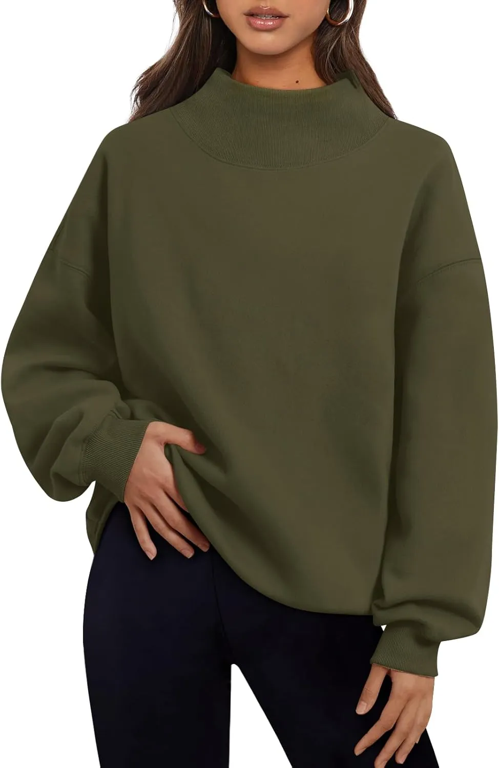 Trendy Queen Womens Oversized Sweatshirts Turtleneck Pullover Long Sleeve Hoodies Tops Fall Fashion Outfits 2025 Clothes